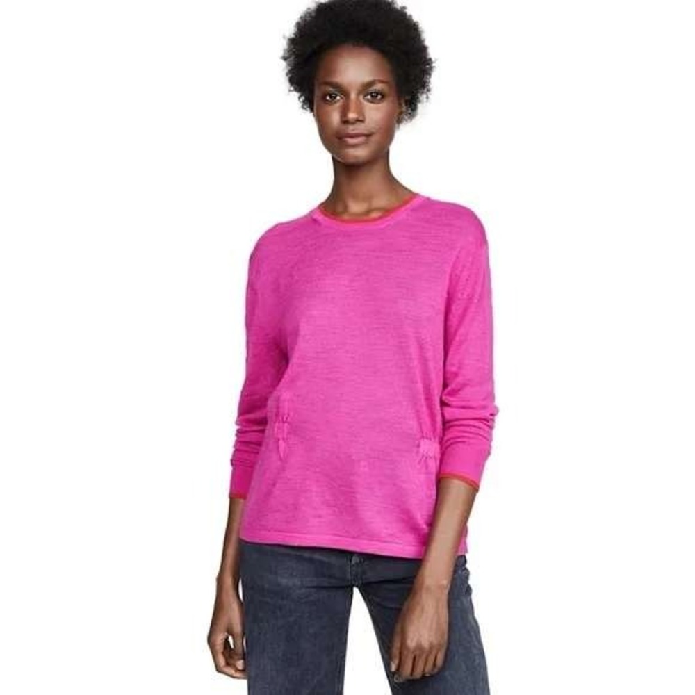 Veronica Beard Charlene Cinched Wool‎ Pullover Sweater in Pink size small